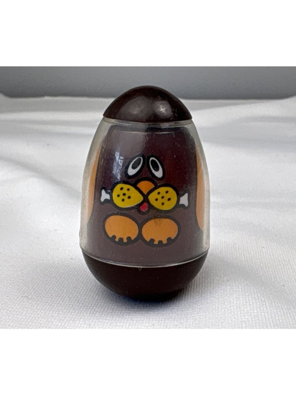 1973 Hasbro Weeble Dog Bone Figurine - Classic Wobbly Toy - 2" Tall Vintage